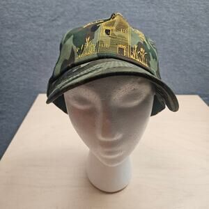 Vintage Belle Plains D U Camo Trucker Hat Drake and Hen Barn Wheat Image Ducks